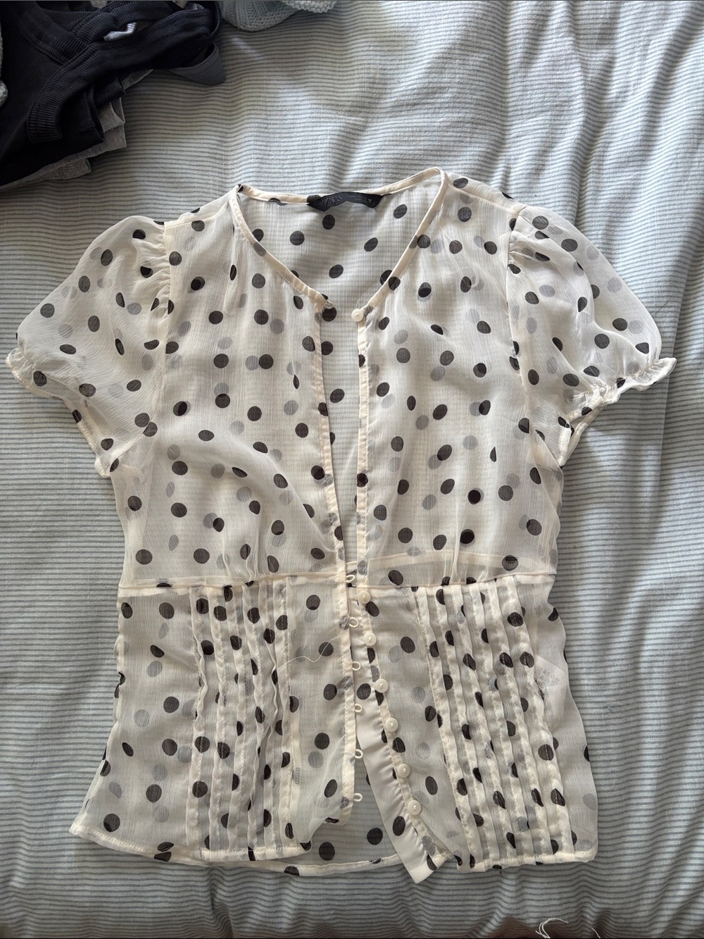 Zara sheer polka dot top